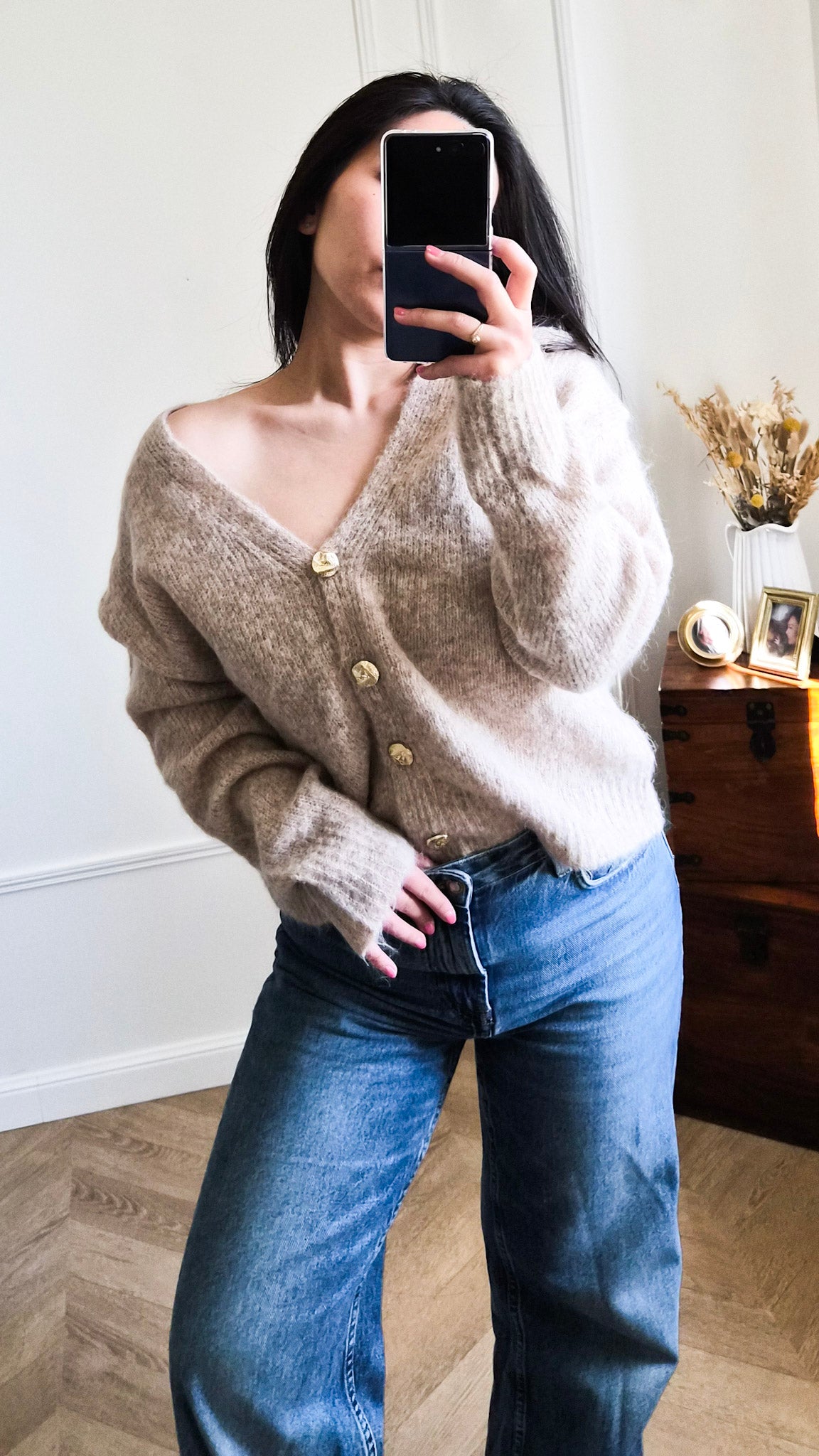 Gracey taupe - Cardigan uni