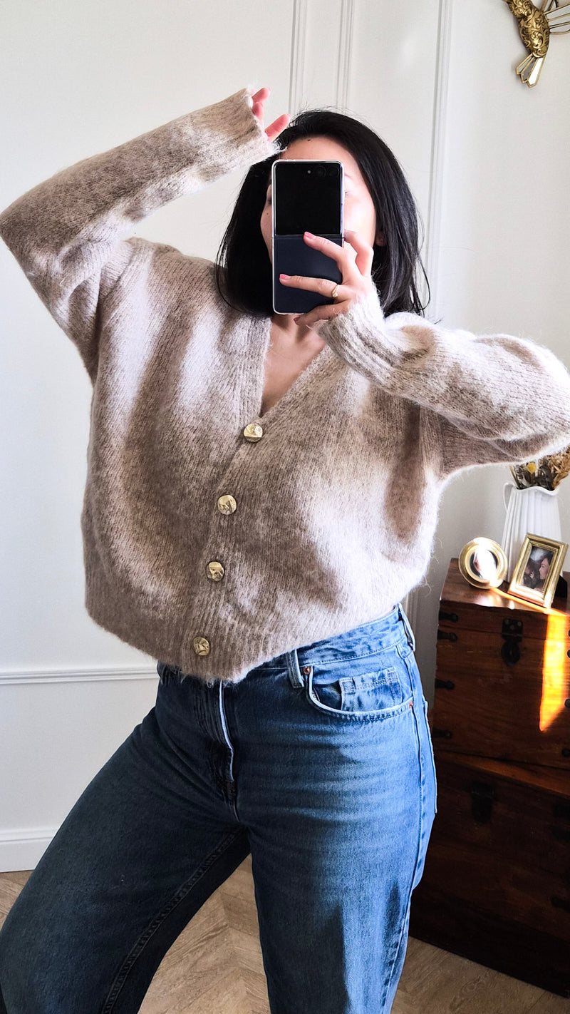 Gracey taupe - Cardigan uni