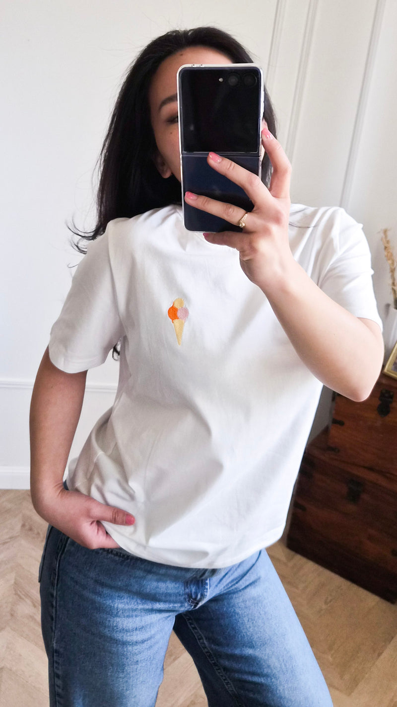Ice ivoire - T-shirt brodé