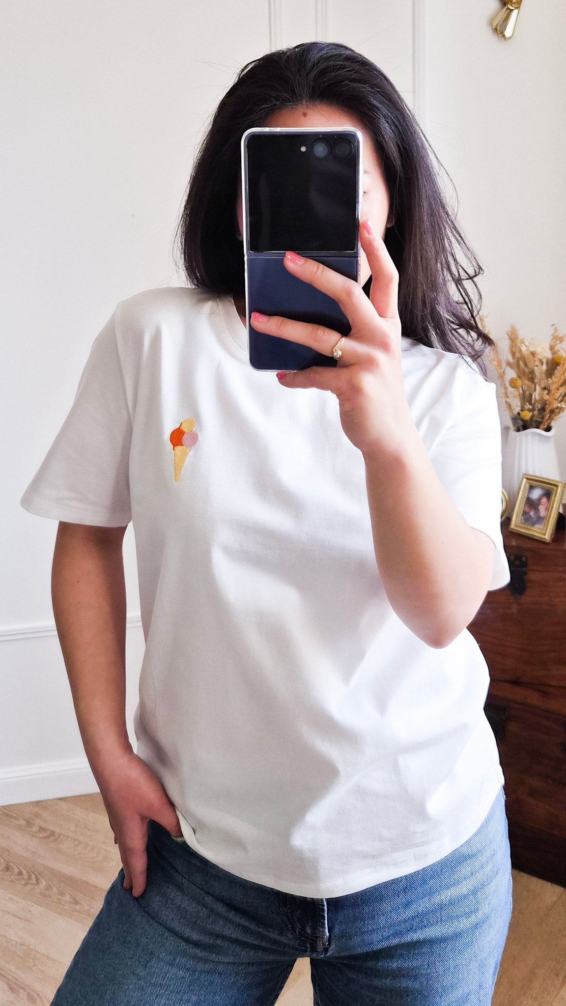 Ice ivoire - T-shirt brodé